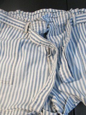 Ladies sz 18 Blue and white striped jean shorts by ANA